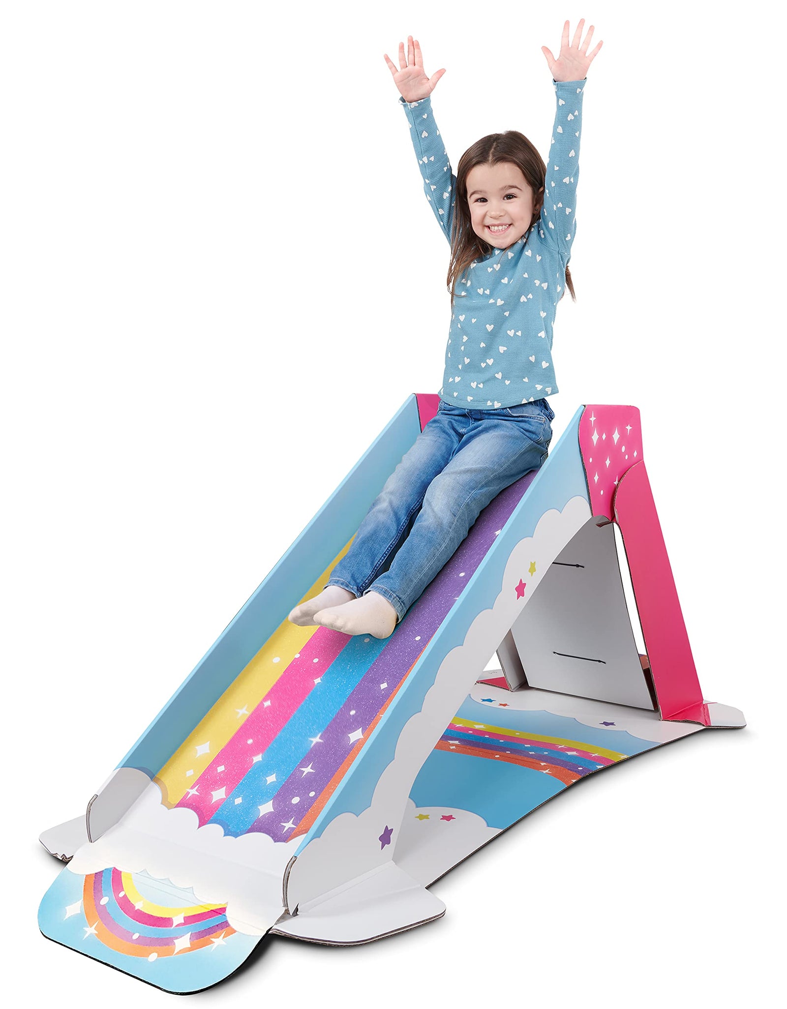 WowWee Kids Slide Indoor – Playground for Toddlers – StrongFold Technology Cardboard Toddler Slide by Pop2Play (Rainbow)