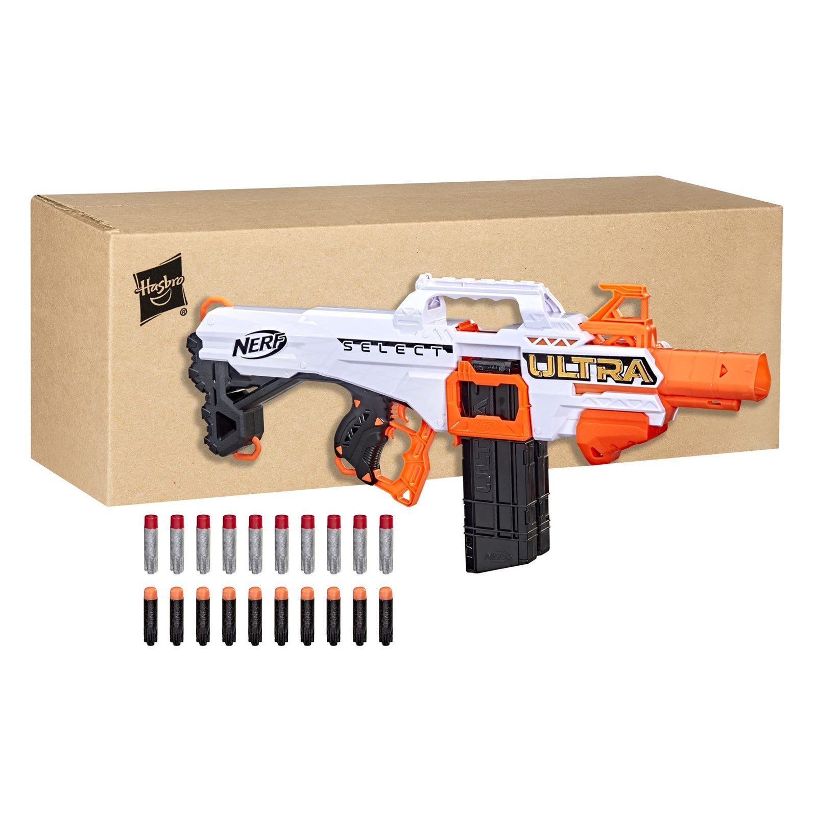 NERF Ultra Select Fully Motorized Blaster, Fire for Distance or Accuracy, Includes Clips and Darts, Compatible Only Ultra Darts