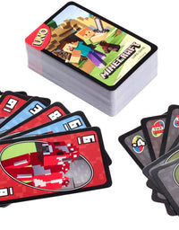 Mattel Games UNO Minecraft Card Game, Now UNO fun includes the world of Minecraft, Multicolor, Basic Pack
