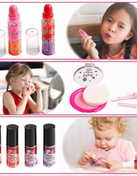 Vextronic Girl Makeup Toy Set 30 Pcs Washable Kids Makeup Kit for Girls, Pretend Play Makeup Kit for Kids, Non-Toxic, Real Cosmetic Toy Beauty Set for Kids Birthday Gift
