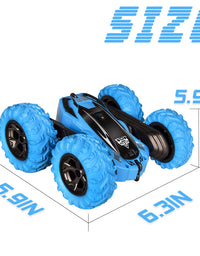 Remote Control car,2.4GHz Electric Race Stunt Car,Double Sided 360° Rolling Rotating Rotation, LED Headlights RC 4WD High Speed Off Road for 3 4 5 6 7 8-12 Year Old Boy Toys (Blue)

