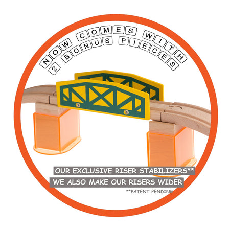 100-Piece Orbrium Toys Triple-Loop Wooden Train Set Fits Thomas Brio Chuggington