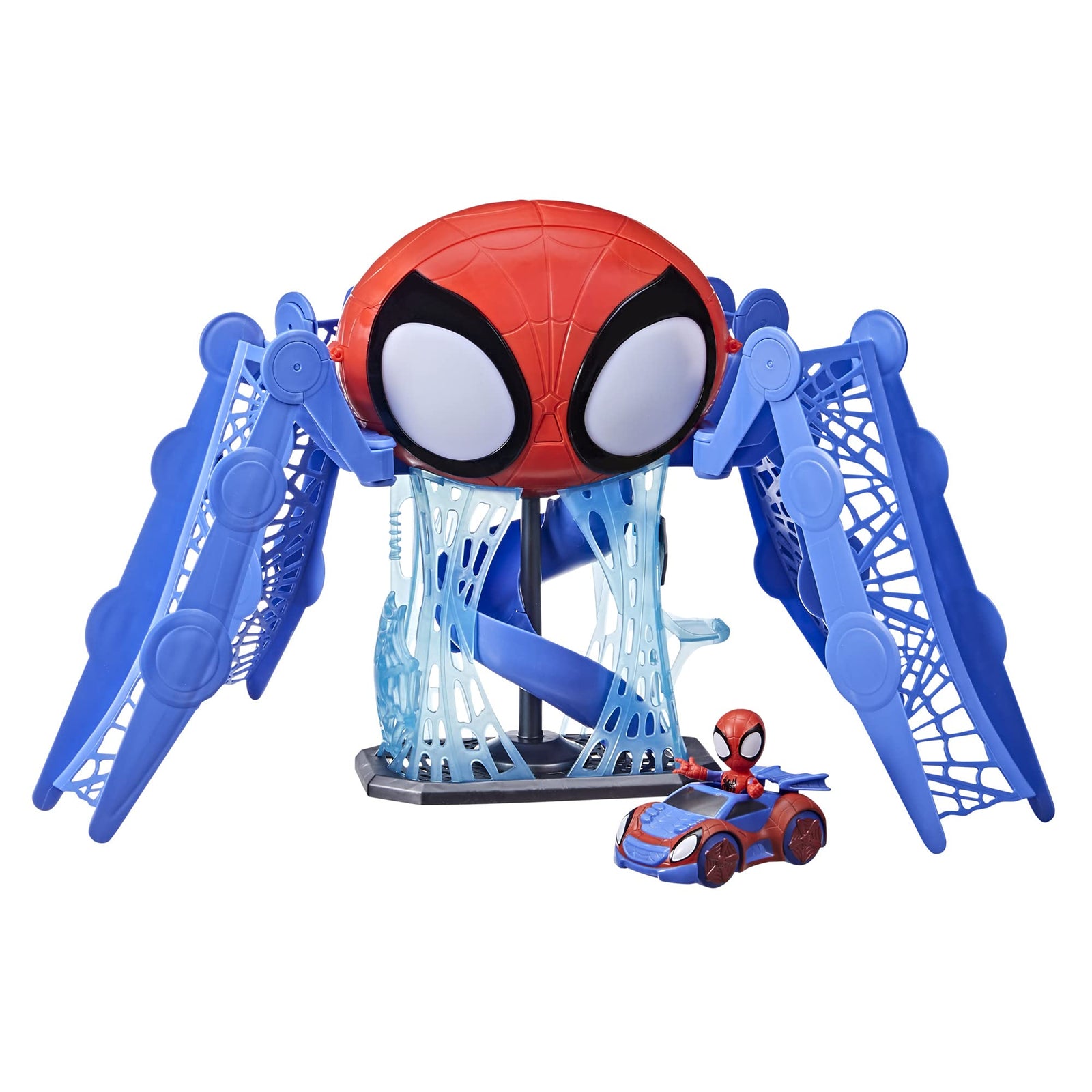 Marvel Spidey and His Amazing Friends Web-Quarters Playset with Lights and Sounds, Includes Spidey Figure and Vehicle, for Kids Ages 3 and Up