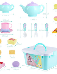 Toys Tea Set 52 Pieces Party Play Food for Kids,Princess Tea Time Toy Set Including Dessert,Cookies,Tea Party Accessories Toy for Toddlers,Boys Girls
