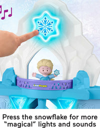 Fisher-Price Little People – Disney Frozen Elsa’s Enchanted Lights Palace musical playset with Anna and Elsa figures for toddlers and preschool kids
