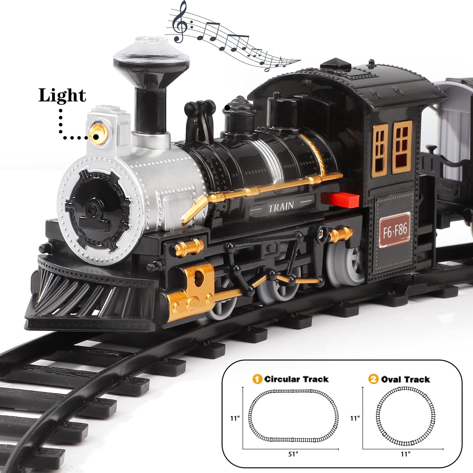 Lucky Doug Electric Train Set for Kids, Battery-Powered Christmas Train Set with Sounds Include 4 Cars and 10 Tracks, Classic Toy Train Set Gifts for 3 4 5 6 Years Old Boys Girls