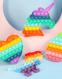 Fescuty Rainbow Fidget Toys Heart Sensory Toys Autism Learning Materials for Anxiety Stress Relief Squeeze Toy (4 Pack Rainbow)
