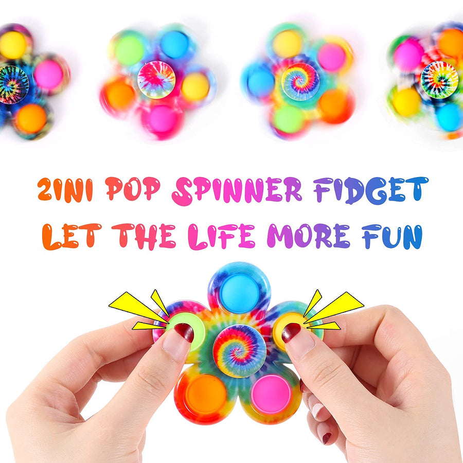 GOHEYI Pop Fidget Spinner Toys 4 Pack, Party Favor Pop Fidget Toy Bulk Pack, Pop Bubble Sensory Toys Set for Kids, Simple Pop Fidget Spinners ADHD Stress Relief Hand Pop Spinners Christmas Halloween
