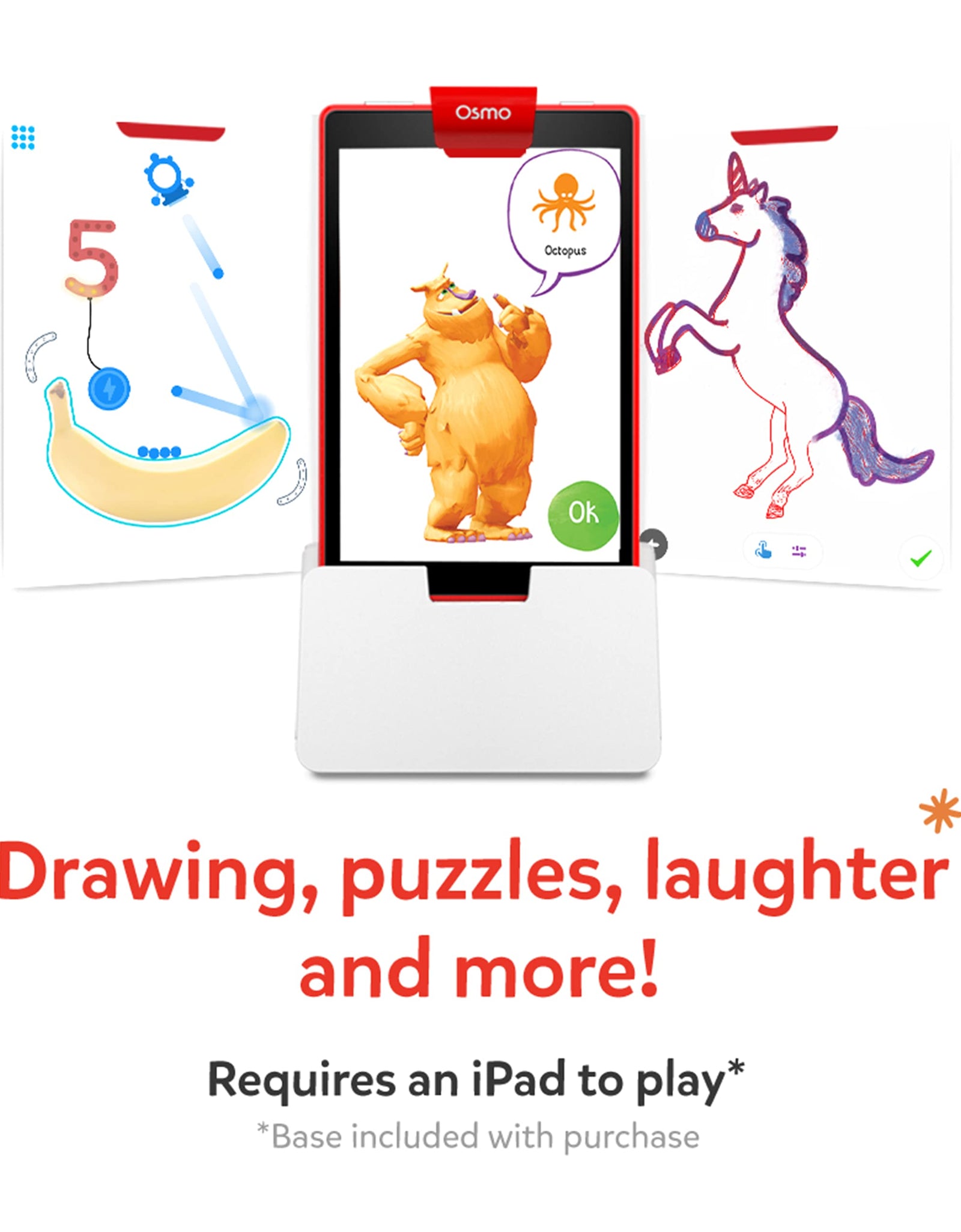 Osmo - Creative Starter Kit for iPad - 3 Educational Learning Games - Ages 5-10 - Drawing, Word Problems & Early Physics - STEM Toy (Osmo Base Included)