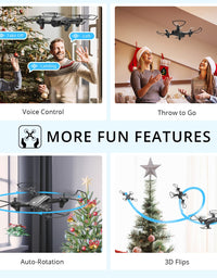 Holy Stone HS340 Mini FPV Drones with Camera for Kids 8-12 RC Quadcopter for Adults Beginners with One Key Take Off/ Landing, Gravity Sensor, Headless Mode, Waypoint Fly, Throw to Go, Indoor & Outdoor
