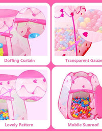Crayline Pop Up Princess Tent with Star Light, Toys for 1 Year Old Girl Birthday Gift, Ball Pit for Toddlers Girls Toys, Easy to Pop Up and Assemble
