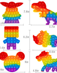 6 Packs Popitsfidgets Toy for Boys，Poppers It Popits Pops Popet Popitsfidgets Press Pop Bubble Sensory Stress Relief Satisfying Game Toy Package Fidgettoy Set Rainbow Mouse Dinosaur Space Robot
