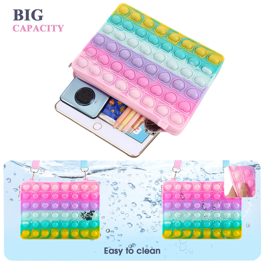 UOYHXQ Pop Purse Fidget Toy for Girls, Pop Shoulder Bag Fidget Purse for iPad Mini, Christmas Pop Fidget Toys Bag School Supplies, Stress Relief Sensory Crossbody Handbag Party Fidgets Gifts for Girls