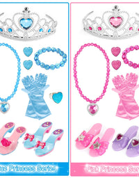 Meland Princess Dress Up Shoes and Jewelry Boutique - 4 Pairs of Play Shoes and Pretend Jewelry Toys Princess Accessories Play Gift Set for Toddlers Little Girls Aged 3,4,5,6 Years Old
