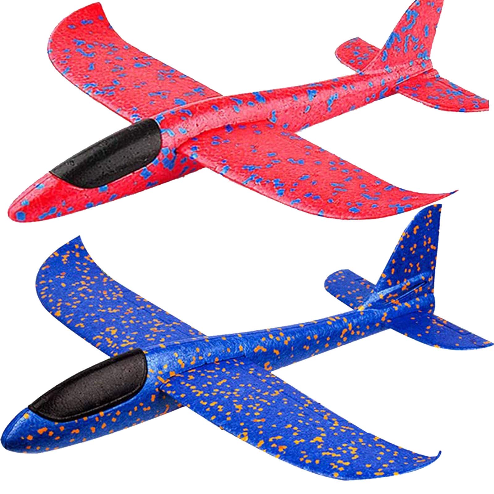BooTaa 2 Pack Airplane Toys, 17.5" Large Throwing Foam Plane, 2 Flight Mode Glider, Flying Toy for Kids, Birthday Gifts for 3 4 5 6 7 8 9 10 11 12 Year Old Boys Girls, Outdoor Sport Toys Party Favors