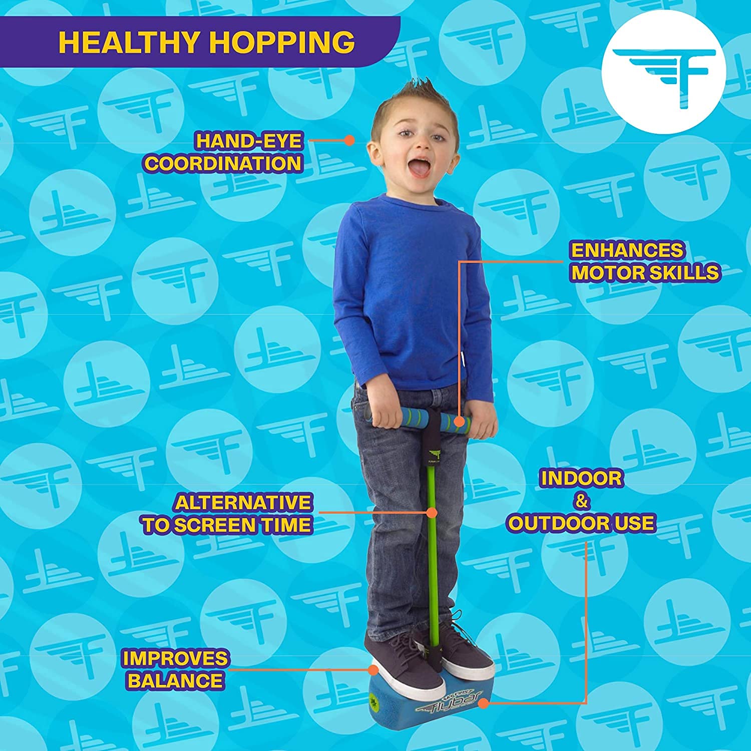 Flybar My First Foam Pogo Jumper for Kids Fun and Safe Pogo Stick for Toddlers, Durable Foam and Bungee Jumper for Ages 3 and up, Supports up to 250lbs