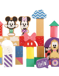 Disney Wooden Toys Mickey Mouse & Friends Block Set, 28-Piece Set Includes Mickey Mouse, Minnie Mouse, and Pluto Block Figures, Amazon Exclusive, by Just Play
