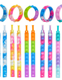 TOMOIN Pop It Bracelets,15 PCS Push Pop Fidget Toy Fidget Bracelet, Durable and Adjustable, Multicolor Stress Relief Finger Press Bracelet for Kids and Adults ADHD ADD Autism
