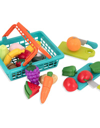 Battat – Farmers Market Basket – Toy Kitchen Accessories – Pretend Cutting Play Food Set for Toddlers 3 Years + (37-Pcs)
