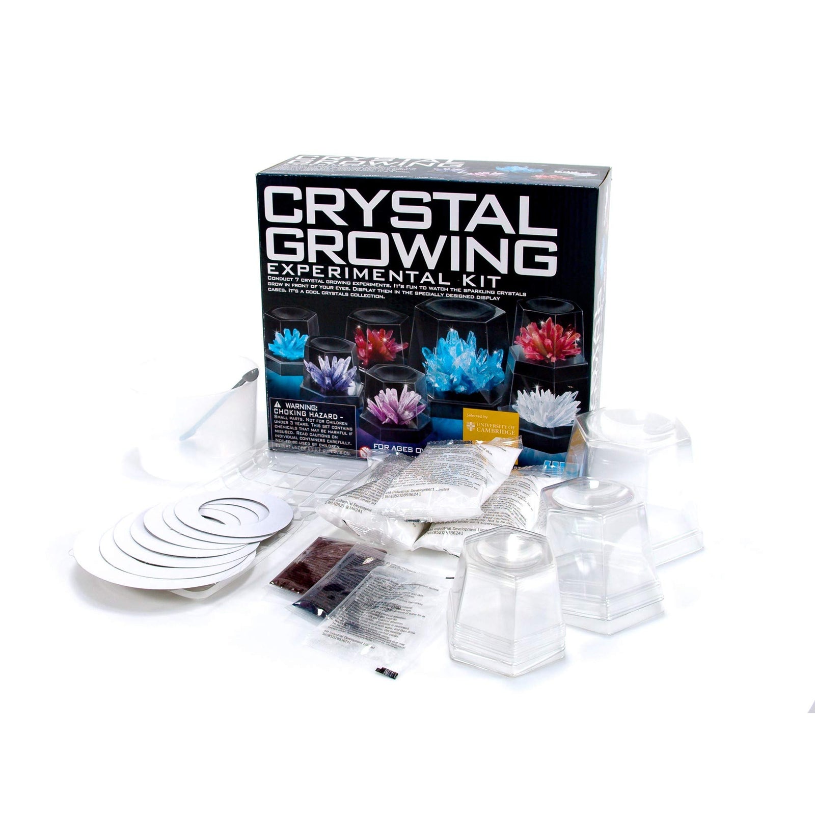4M 5557 Crystal Growing Science Experimental Kit - 7 Crystal Science Experiments with Display Cases - Easy DIY STEM Toy Lab Experiment Specimens, Educational Gift for Kids, Teens, Boys & Girls