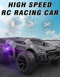 EpochAir Remote Control Car - 2.4GHz High Speed Rc Cars, Offroad Hobby Rc Racing Car with Colorful Led Lights and Rechargeable Battery,Electric Toy Car Gift for 3 4 5 6 7 8 Year Old Boys Girls Kids
