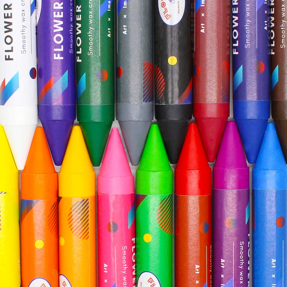 Jumbo Crayons for Toddlers, 16 Colors Non Toxic Crayons, Easy to Hold Large Crayons for Kids, Safe for Babies and Children Flower Monaco