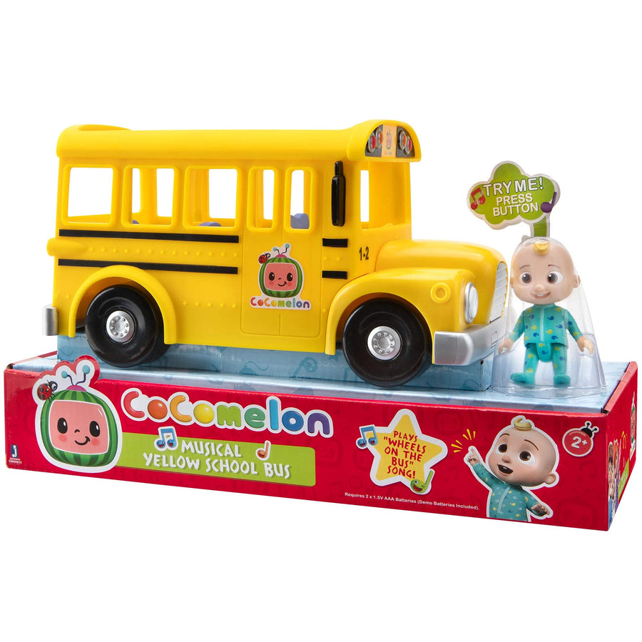 CoComelon Official Musical Yellow School Bus, Plays Clips from ‘Wheels on The Bus,’ Featuring Removable JJ Figure – Character Toys for Babies, Toddlers, and Kids