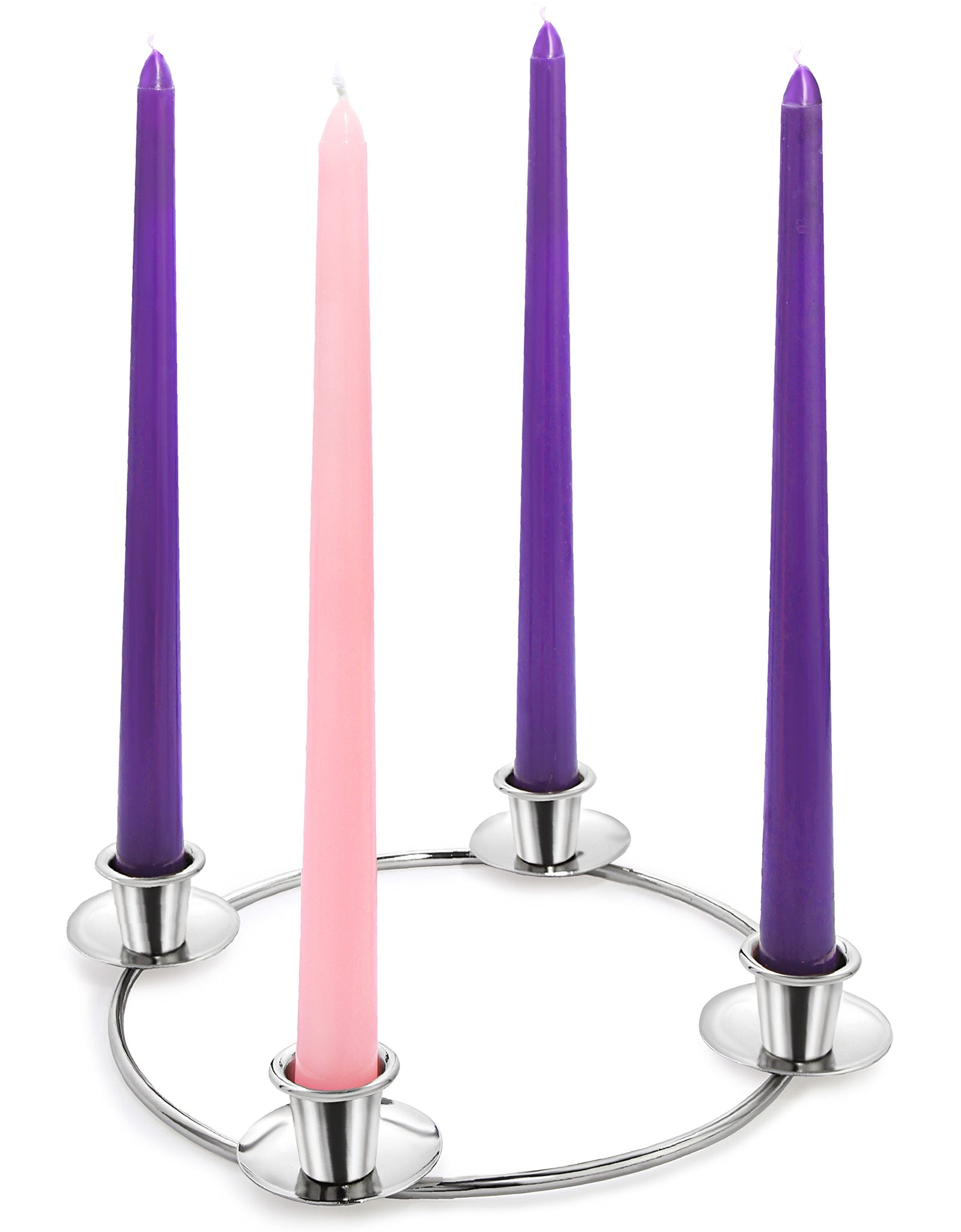 Advent Candle Set. "Made in the USA" Self Fitting End. Premium Hand Dipped Candles, Dripless, 4 pack - 3 purple, 1 pink