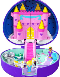 Polly Pocket Keepsake Collection Starlight Castle Compact, Enchanted Castle Theme, Special Box, Polly & Prince Dolls, Carriage, Swan & Unicorn Figures, Collectible Gift for Polly Fans
