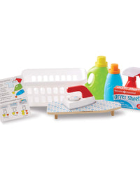 Melissa & Doug Laundry Basket Play Set With Wooden Iron, Ironing Board, and Accessories (14 Pcs)
