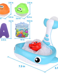 Bath Toy Sets, 36 Foam Bath Letters and Numbers, Floating Squirts Animal Toys Set with Fishing Net and Organizer Bag, Fish Catching  Game for Babies Infants Toddlers Bathtub Time
