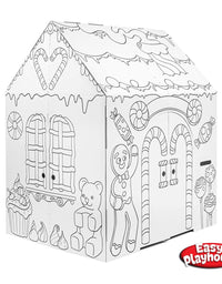 Easy Playhouse Gingerbread House - Kids Art & Craft for Indoor Fun, Color Favorite Holiday Sweets & Winter Friends– Decorate & Personalize a Cardboard Fort, 32" X 26. 5" X 40. 5" - Made in USA, Age 3+
