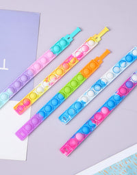 15 Pcs Multiplecolor Wristband Push Pop Bubble Sensory Fidget Silicone Bracelet Toy, Stress Relief Wristband Fidget Toys for Kids and Adults Anxiety Relief ADHD Autism Decompression
