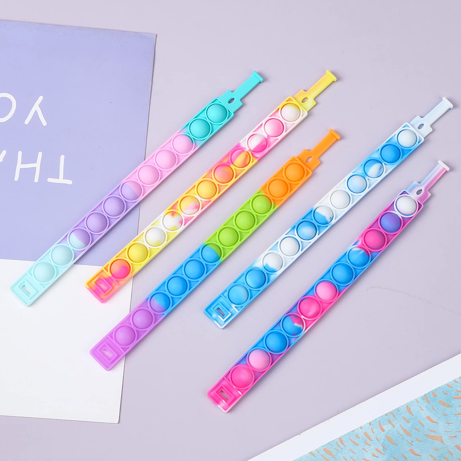 15 Pcs Multiplecolor Wristband Push Pop Bubble Sensory Fidget Silicone Bracelet Toy, Stress Relief Wristband Fidget Toys for Kids and Adults Anxiety Relief ADHD Autism Decompression