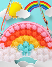 Tckoll Pop Purse Bag Fidgets for Girls,Rainbow Clouds Pop Purse Popper Bubbles Fidget Toys Handbags,Simple Anxiety Sensory Fidegt Toy,Fidget Toys Halloween Birthday Party Fidgets Gifts for Girls 10-12
