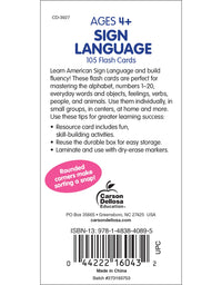 Carson Dellosa American Sign Language Flash Cards—Double-Sided, 122 ASL Signs With Illustrations and Word Associations, Alphabet, Numbers, Feelings, Animals, Food, Practice Set (105 pc)
