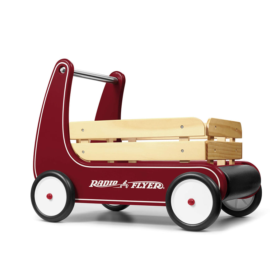 Radio Flyer Classic Walker Wagon, Sit to Stand Toddler Toy, Wood Walker, 1-4 Years , Red