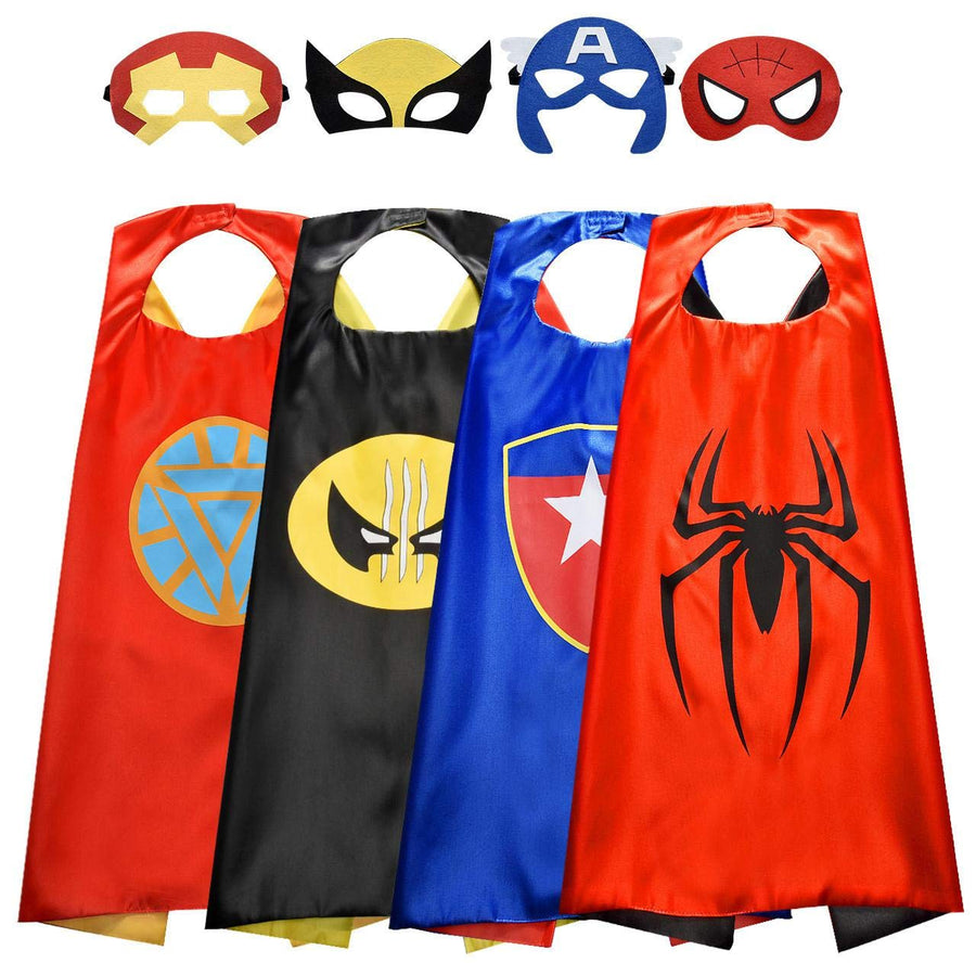 Roko Toys for 3-10 Year Old Boys, Superhero Capes for Kids 3-10 Year Old Boy Gifts Boys Cartoon Dress up Costumes Party Supplies 4 Pack RKUSPF04, Medium (Smart-S3)