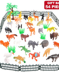 Animals Figure,54 Piece Mini Jungle Animals Toys Set,ValeforToy Realistic Wild Vinyl Plastic Animal Learning Party Favors Toys for Boys Girls Kids Toddlers Forest Small Animals Playset Cupcake Topper
