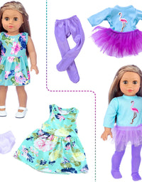 ZITA ELEMENT 24 Pcs American 18 Inch Girl Doll Clothes Dress and Accessories - Including 10 Complete Set of Clothing Outfits with Hair Bands, Hair Clips, Crown and Cap
