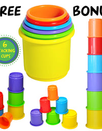 Pound a Ball Toy For Toddlers + FREE 6 Stacking Cups, Hammer and Ball Toys for 1 Year Old Boy & Girl STEM Developmental Fun Learning toy, Montessori Fine Motor, Best Toddler Gift, Birthday, Ages 1 2 3
