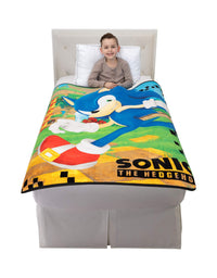Franco Kids Bedding Super Soft Micro Raschel Throw, 46 in x 60 in, Sonic The Hedgehog
