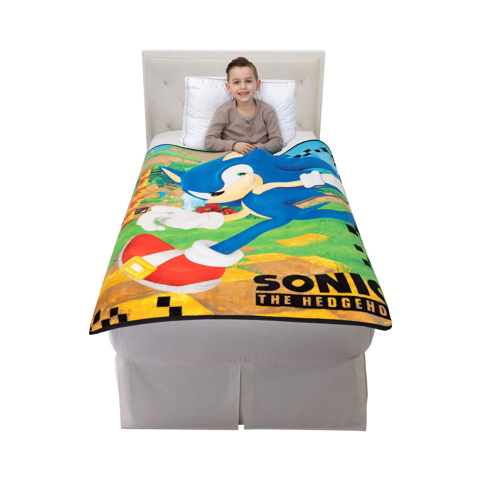 Franco Kids Bedding Super Soft Micro Raschel Throw, 46 in x 60 in, Sonic The Hedgehog