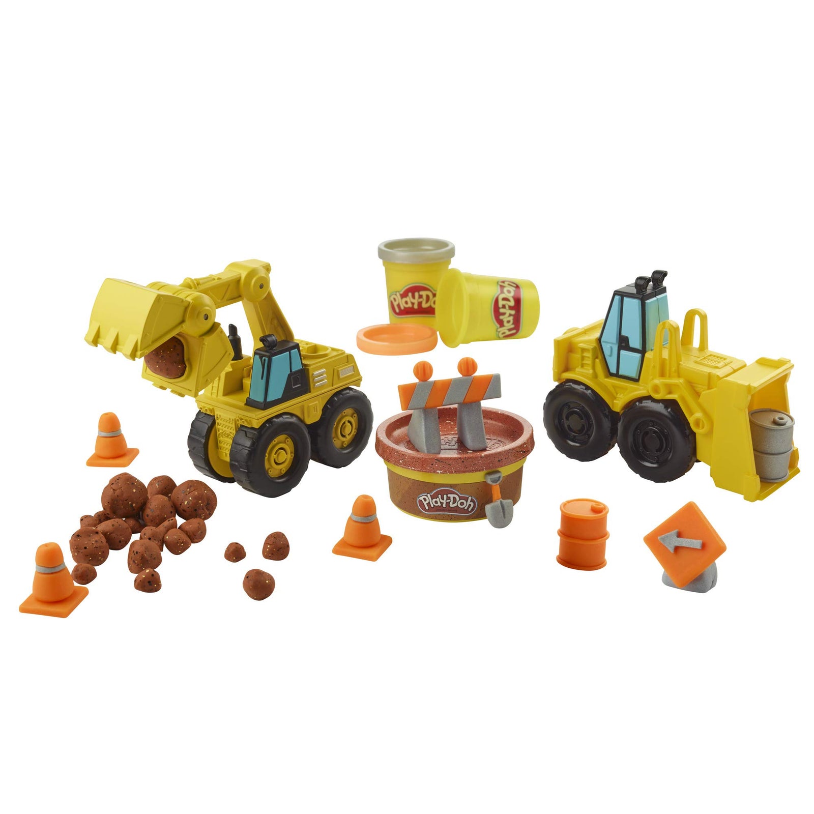 Play-Doh Wheels Excavator and Loader Toy Construction Trucks with Non-Toxic Sand Buildin' Compound Plus 2 Additional Colors (Amazon Exclusive)