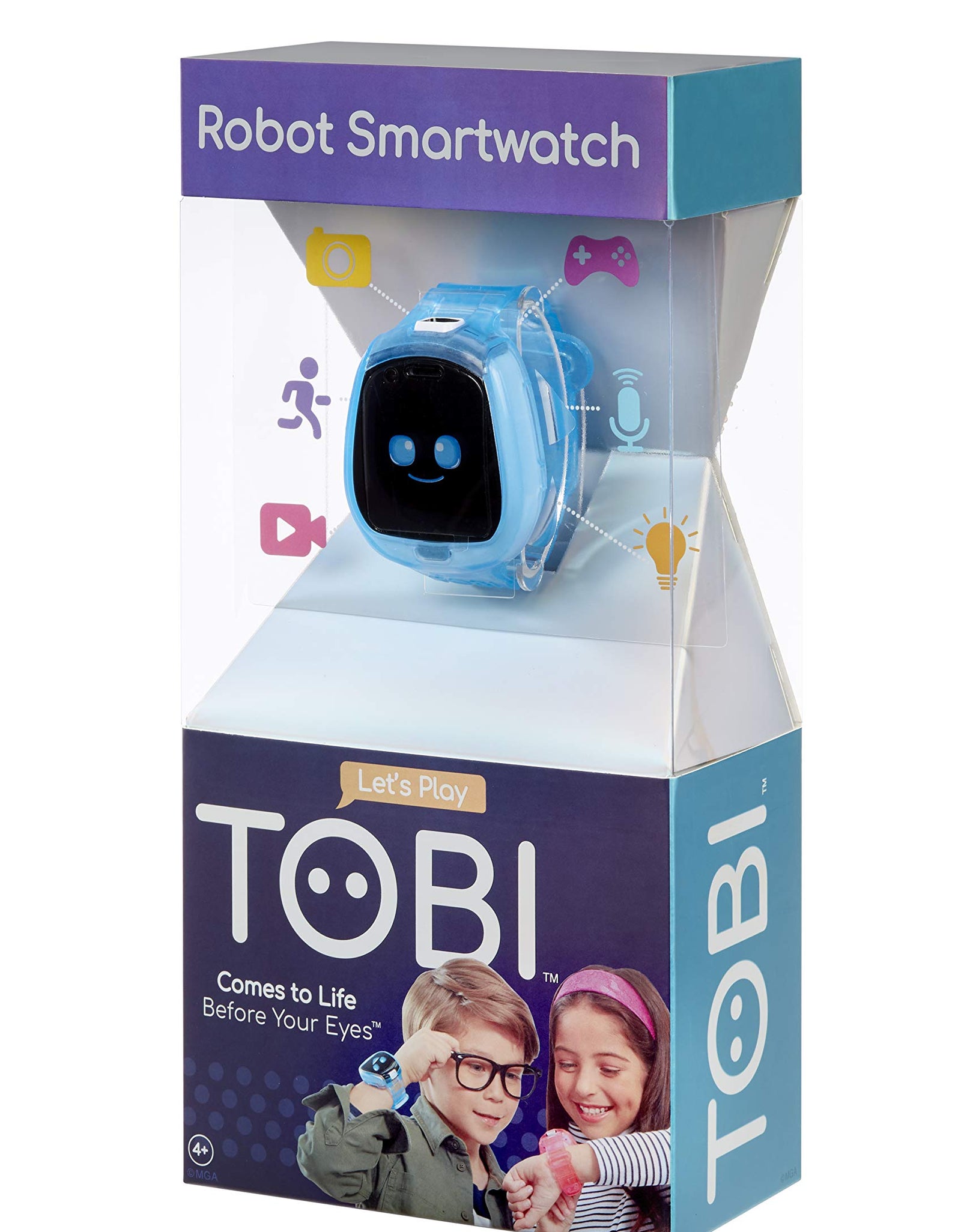 Little Tikes Tobi Robot Smartwatch - Blue with Movable Arms and Legs, Fun Expressions, Sound Effects, Play Games, Track Fitness and Steps, Built-in Cameras for Photo and Video 512 MB | Kids Age 4+