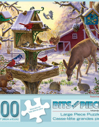 Bits and Pieces - Set of Two (2) 300 Piece Christmas Jigsaw Puzzles for Adults - Building a Snowman on a Snow Day, Sunrise Feasting - 300 pc Winter Snow Jigsaws by Artist Liz Goodrick-Dillon
