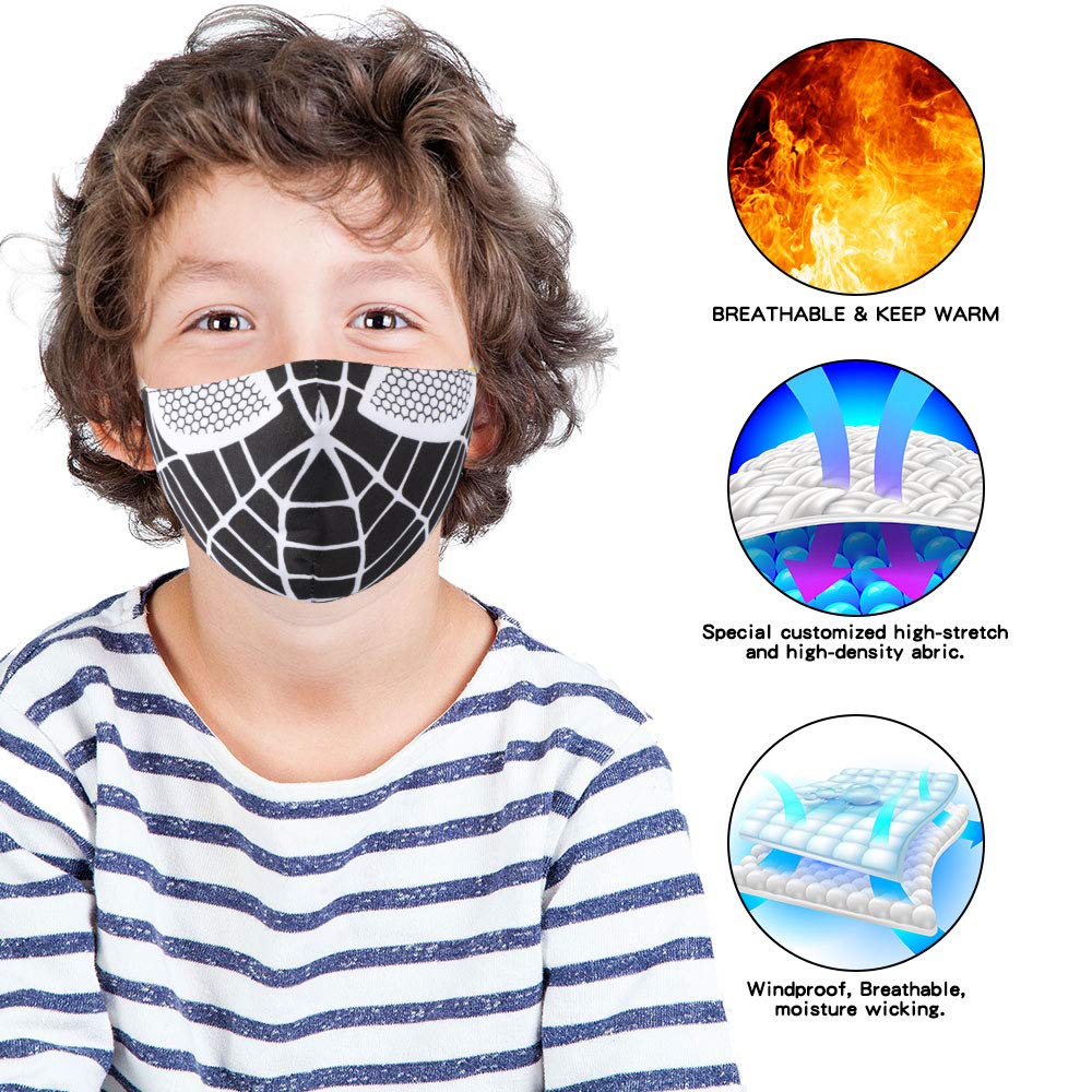 Kids Face Mask, 3 PCS Cartoons Reusable Face Cover Cotton Fabric Cover for Boys Girls Children Gift