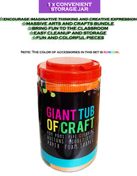 MOISO Mega Kids Crafts and Art Supplies Jar Kit - 550+ Piece Set - Make Bracelets and Necklaces - Plus Glitter Glue, Construction Paper, Colored Popsicle Sticks, Google Eyes, Pipe Cleaners
