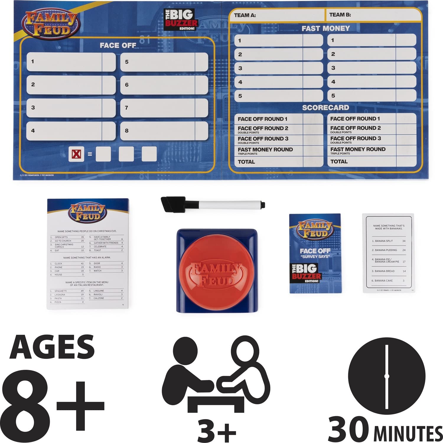 Family Feud Big Buzzer Game, Amazon Exclusive “Buzz in” with The Electronic Buzzer Board Game for Hilarious Family Fun, Ages 8 and up