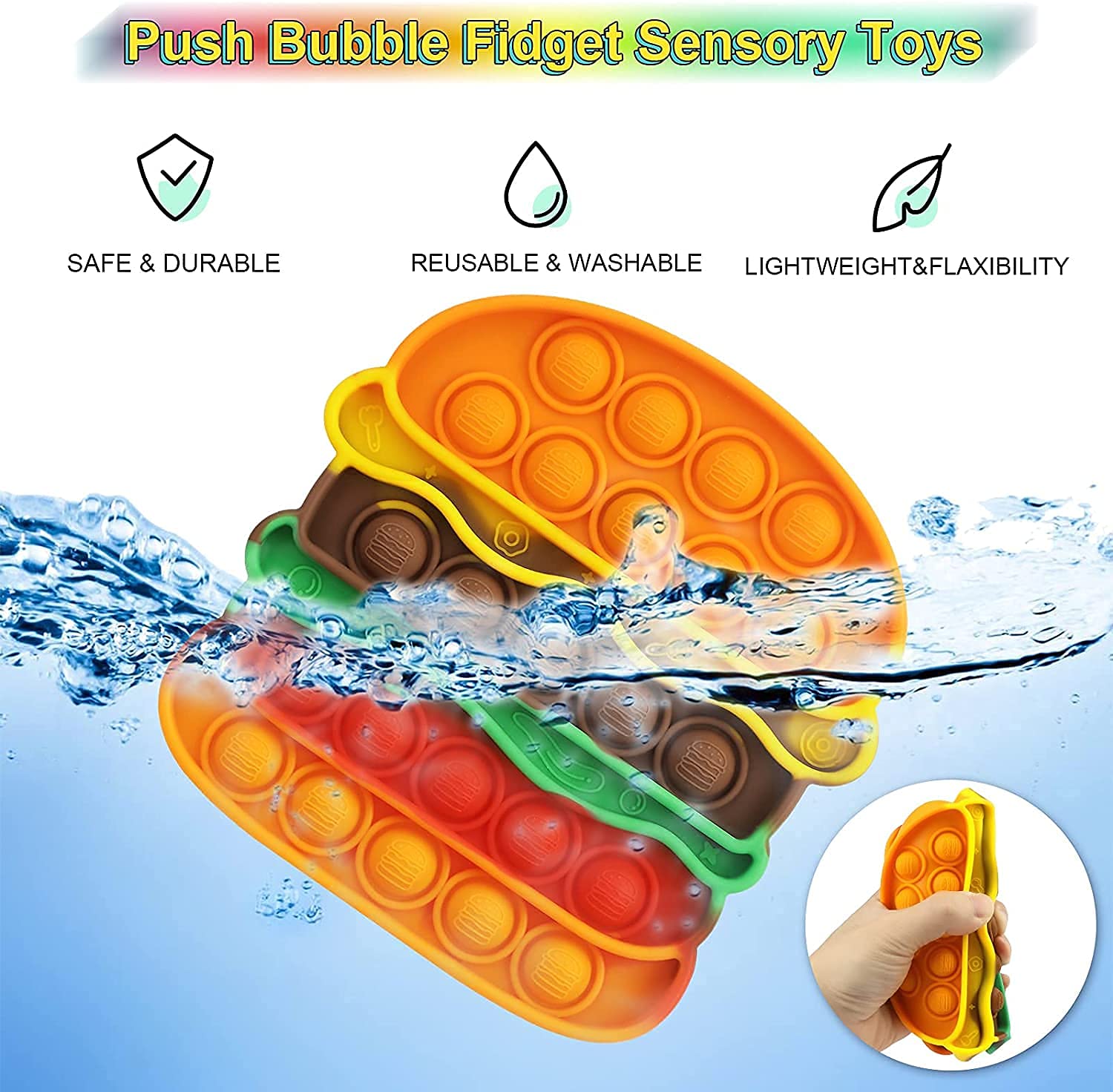 9 Pack Colorful Pop Fidget Toy, Push Bubble Popper Sensory Toy, Autism Special Needs Stress Reliever Silicone Stress Reliever Toy ，Help Restore Emotions Gift for Adult Kids (Rainbow&Pink)